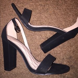 Black suede thick heels